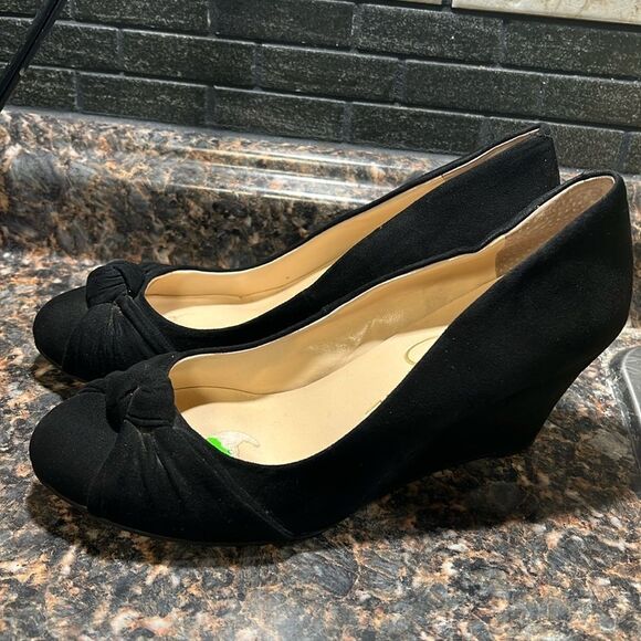 Jessica Simpson Wedge Black With Bow Size 8M - Picture 1 of 5
